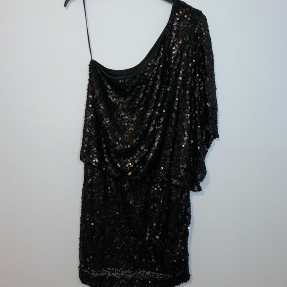 Jessica Simpson Black Sequin Lined One Shoulder Dress Size‎ 10 - Picture 1 of 4